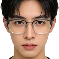 Montures optiques en alliage XPZ Premium de style Brow-line |   Lunettes de vue décontractées plaquées IP unisexe confortables prêtes pour la prescription transparentes