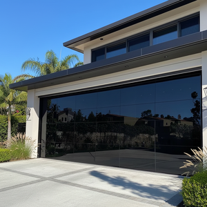 XIYATECH su misura bellissimo pannello di vetro resistente agli uragani automatico nero senza cornice porta del <span class=keywords><strong>Garage</strong></span> a specchio per Villa - Product Image 1