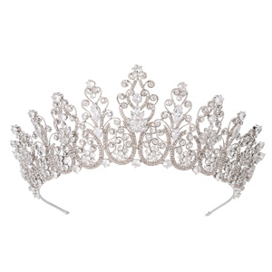 Pretty Queen Diamond Crown y Tiaras con Cubic Zirconia Cobre Boda Cumpleaños Princesa <span class=keywords><strong>Coronas</strong></span> - Product Image 5
