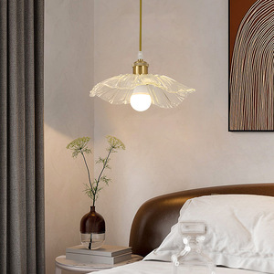 Lámpara Colgante de Diseño Loto, LED E27, Redonda, de Cristal, Estilo Moderno y Minimalista para el Hogar, Color Crema - Product Image 1