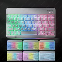 Clavier sans fil Bluetooth pour iPad 9, tablette mobile, ordinateur portable, 10 pouces, rétroéclairage coloré 3 couleurs, mini clavier