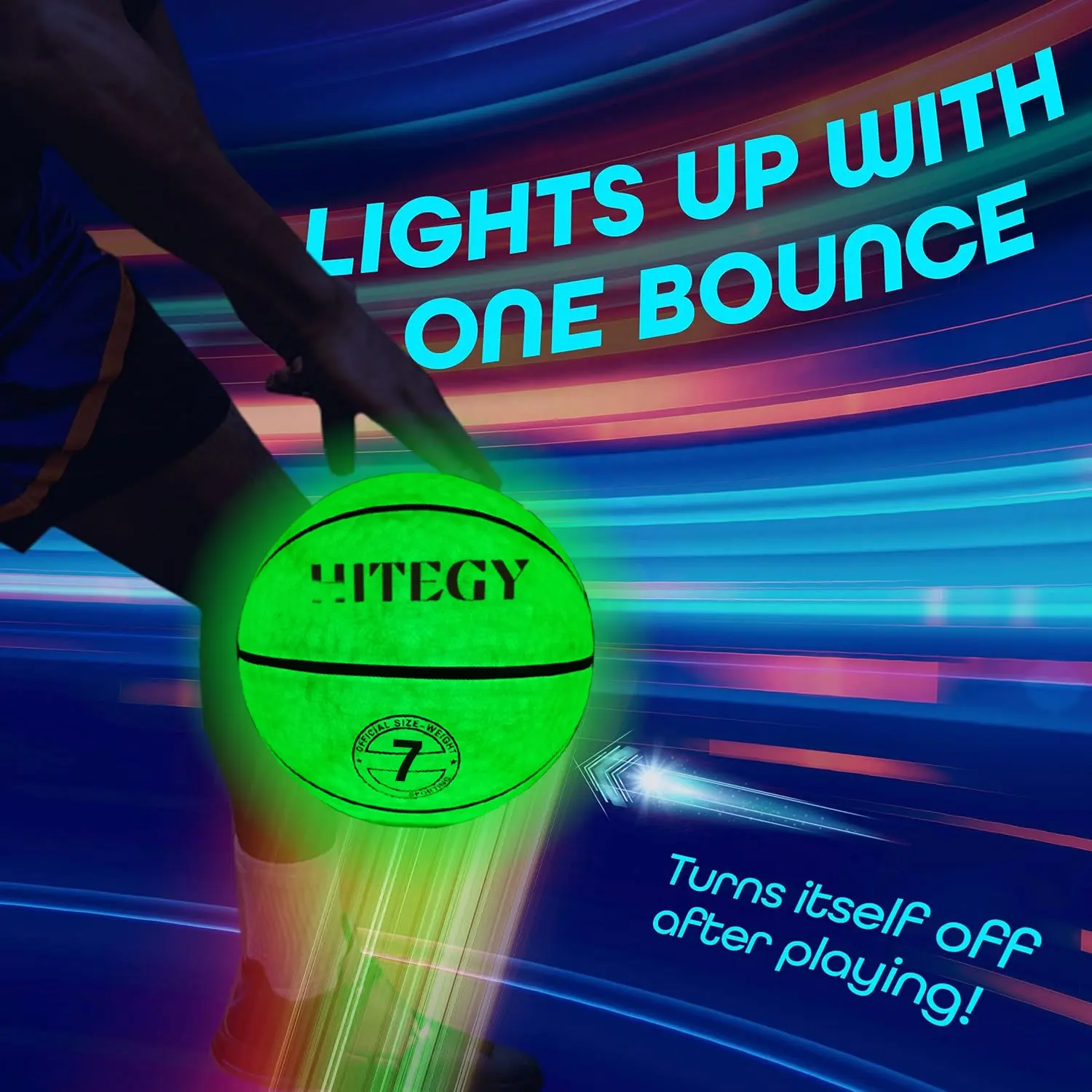 Jeux de basket-ball LED lumineux pour garçons adolescents, vert phosphorescent, pour basket-ball de nuit