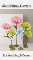 Supports de fleurs géantes en papier mélangé Lilis |   Tête réglable de 30 à 40 pouces, 5 à 7 pieds |   Base lestée |   Vitrine d'anniversaire en gros pour allée centrale
