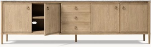 Mueble de TV de Madera Sólida Estilo Americano para Sala de Estar, Consola de Control Multimedia con Almacenamiento - Product Image 5