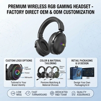 Casque de jeu circum-auriculaire ANC OEM ODM avec éclairage RGB, micro en cuir et transducteur dynamique