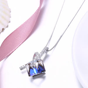 Collier en argent S925 avec pendentif en cristaux de Rhodium autrichien, chaîne et année de naissance pour femmes <span class=keywords><strong>2022</strong></span> - Product Image 3