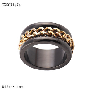 <strong>Men</strong> Titanium Steel <strong>Ring</strong> High Quality Black Color <strong>Spinner</strong> <strong>Rings</strong> - Product Image 2