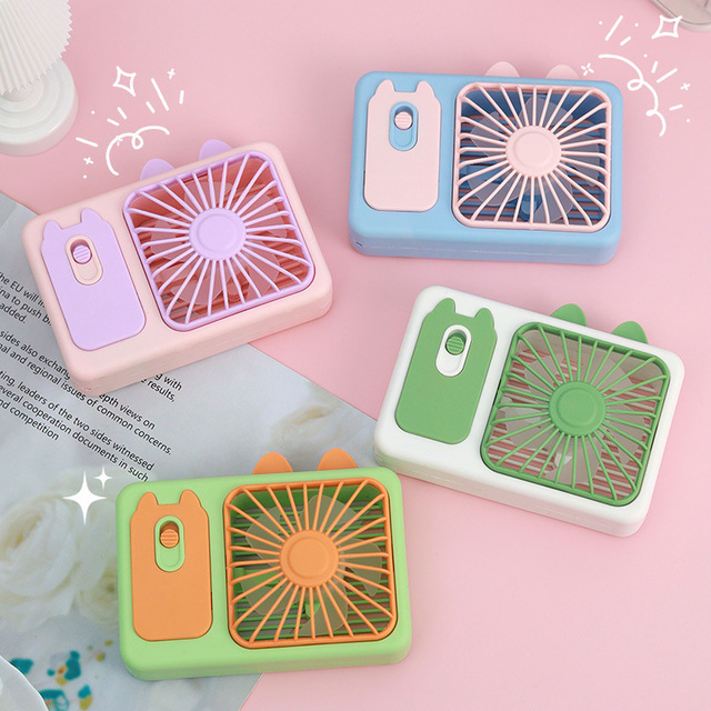 Desktop Cartoon Camera Small Plastic USB Rechargeable Summer Student Portable Handheld Cooling Fan Wholesale Gifts