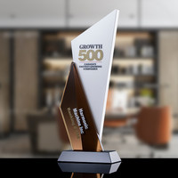 Trophée en cristal K9 personnalisable, sculpture géométrique, artisanat pour carte d'autorisation de haut niveau, récompenses d'honneur, personnel exceptionnel