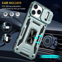 Housses de béquille robustes antichoc pour iPhone 17 air 16 15 14 13 Pro Max étui pour appareil photo à glissière support d'anneau étui de téléphone pour hommes
