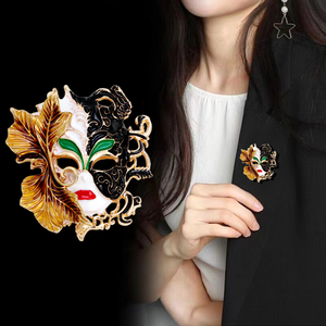 Broche de máscara de esmalte de moda, broche de máscara de alivio Retro, insignia de fiesta de boda para mujer, broche de <span class=keywords><strong>Carnaval</strong></span> de aceite de goteo de esmalte de industria pesada - Product Image 2