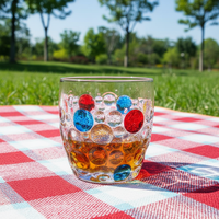 Chope à bière en verre Sunpro, motif rond peint à la main, design moderne – Vaisselle élégante pour hôtel et usage domestique, cadeau d'affaires