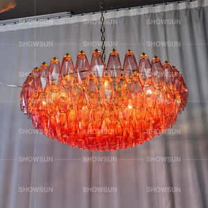 Lampadari Americani in Vetro di Murano Rosa per Cameretta Bambini Soggiorno Industriale Moderno <span class=keywords><strong>Lampadario</strong></span> in Rame e Vetro Soffiato a Mano - Product Image 3