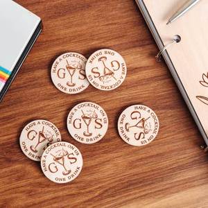 Fichas de Madera, Grabado Láser Personalizado, Boda/Aniversario/Fiesta, Tarjetas para Bebidas de Cóctel, Regalos y Recuerdos Personalizados - Product Image 4