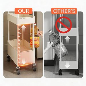 Carrito de Almacenamiento Delgado con Ruedas, Organizador para Espacios Estrechos, Estante Ajustable y Expandible para Cocina, Baño y Lavandería - Product Image 6