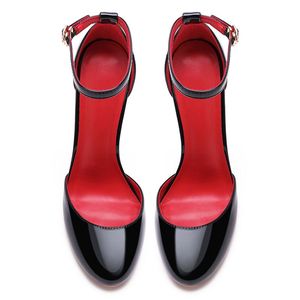 Escarpins de soirée pour femme en cuir verni à talon aiguille, bout rond, avec bride cheville, semelle extérieure et semelle intérieure personnalisables, tailles 33-46 - Product Image 5