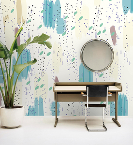 <span class=keywords><strong>Papier</strong></span> <span class=keywords><strong>peint</strong></span> mural de haute qualité personnalisé en soie imperméable bleu clair Forêt de bouleaux avec des animaux mignons (renard, cerf) pour chambre à coucher et salon - Product Image 6