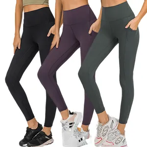 Dl126 Dameslegging Met Naakt Gevoel 25 Inch Superzachte Yogabroek Met Hoge Taille En Zijzakken