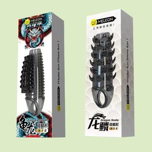 Meleon Dragon Scale Semen Lock Sheath Black <b>TPE</b> 38 Spikes Delay Ejaculation Adult Toy - Product Image 3