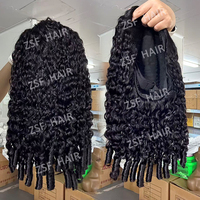 Perruque mi-tête en cheveux humains bruts birmans, bouclés profonds, ondulés effet eau, sans colle, installation facile, respirante, idéale pour l'été, pour professionnels de la coiffure, très demandée