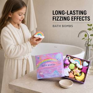 Lot de bombes de bain colorées en gros – Cadeau spa relaxant en forme de cœur, étoile et lune arc-en-ciel pour femmes – Marque privée - Product Image 5