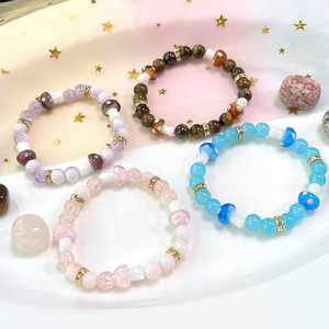 Bracelet ajustable en perles de <span class=keywords><strong>verre</strong></span> colorées avec breloque champignon en <span class=keywords><strong>verre</strong></span>, style bohème, pour la plage et le printemps, cadeau de bijoux - Product Image 3