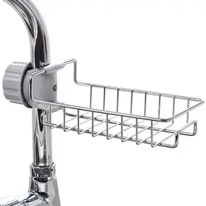 Adjustable Kitchen Soap Sponge storage Holder sink Caddy Drain Organizer Hanging stainless steel Faucet Rack
