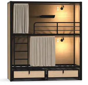 2024 JZD Elegantes camas dobles de hotel diseños cápsula litera de hotel precio de fábrica fabricante literas dobles para Hotel Express