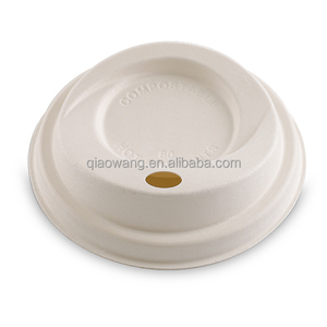 Tasse à café jetable biodégradable au micro-ondes sans BPA couvercle en papier de bagasse durable compostable écologique - Product Image 1