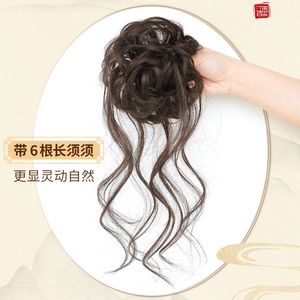 Chignon Dragon Beard, chignon bas, style chinois, coiffure naturelle et volumineuse pour femme, avec attache pour cheveux, traitement manuel - Product Image 2
