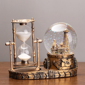 Eiffel Tower Crystal Ball With Hourglass 30 Minute <b>Timer</b> Desktop Ornament Gift For Birthday - Product Image 1