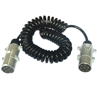 Câble d'alimentation spiralé noir rétractable à 7 broches pour remorque, pièces de camion personnalisées, câble à ressort flexible à 7 conducteurs