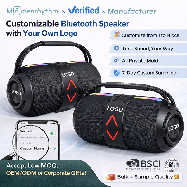 Portable Bluetooth Speaker Personalized Branding Wireless Stereo RGB Light Outdoor Party Boombox Low MOQ Private Mold Gift