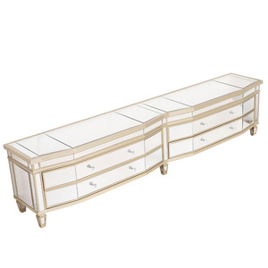 Phòng Khách Nội Thất Hiện Đại Phong Cách Phương Tiện Truyền Thông Đơn Vị Antique Vàng Dài Gương TV Đứng Với Ngăn Kéo - Product Image 5