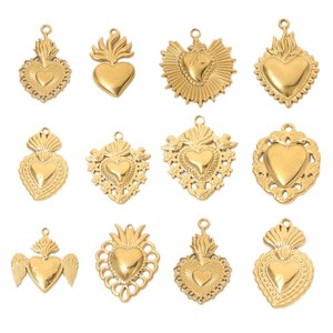 Ciondolo a cuore placcato in oro acciaio inossidabile per collana braccialetto fai da te accessori gioielli fatti a mano - Product Image 5