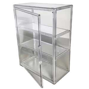 Boîte de rangement transparente en acrylique à 3 niveaux anti-poussière pour figurines et jouets, présentoir empilable en plastique transparent - Product Image 1