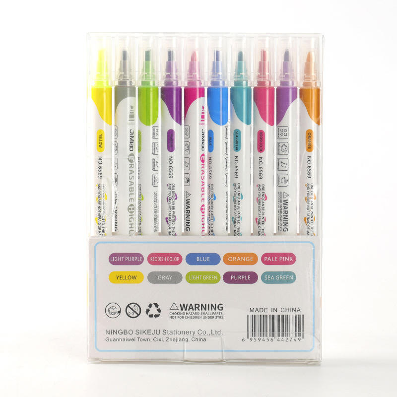 Разноцветная Яркая милая флуоресцентная маркерная ручка на водной основе с двойным наконечником