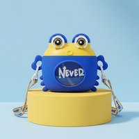 Nouvelle gourde en plastique réutilisable de 600 ml avec paille, motif crabe de dessin animé mignon, sans BPA, anti-fuite, pour enfants à l'école