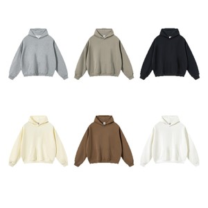 Sweat à capuche en molleton bouclette de coton épais de qualité supérieure, couleur unie, <span class=keywords><strong>anti</strong></span>-boulochage, vente en gros, logo personnalisé, OEM, directement de l'usine - Product Image 2