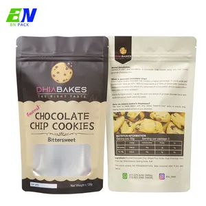 Custom Printing Plastic Zipper Bag Cookies Sachet Biscuits Packaging With Window