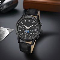 Reloj de Pulsera para Hombre WJ-11470 de Cuarzo de Alta Calidad con Correa de Cuero, Cristal y Esfera de Vidrio, Venta al Por Mayor, Oferta, Reloj de Mano Económico
