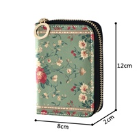 Dompet Kulit PU Desain Bunga Bohemian Maroko Terbaru dengan Ritsleting di Sekitar Tempat Kartu Identitas dan Kantong Koin