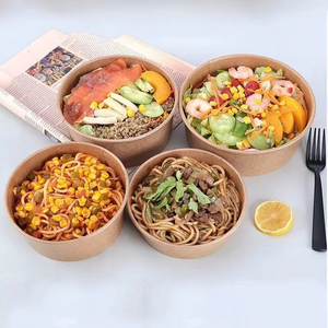 250ml 750ml phân hủy sinh học Kraft thực phẩm nóng Bát giấy Takeaway bao bì thực phẩm <span class=keywords><strong>container</strong></span> dùng một lần giấy súp cup với nắp - Product Image 4