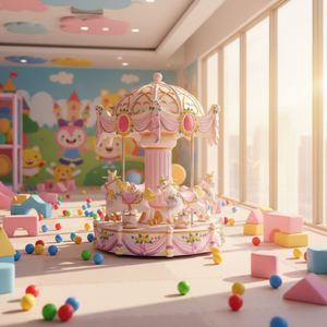 Manège pour enfants Yamoo Kiddie Rides, mini-carrousel à monnayeur, construction en fibre de verre et acier, utilisation extérieure/intérieure, centres commerciaux, maison, 3/6 places - Product Image 1