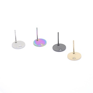 Stainless Steel Round <b>Earring</b> <b>Posts</b> 10mm With Hole For <b>Earring</b> Making Jewelry Findings Components - Product Image 5
