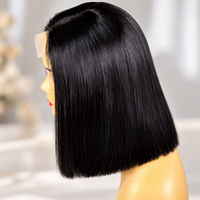 Perruque Bob Lace 4x4 en Cheveux Naturels Bruts SDD Super Double Drawn, Densité 250%, Raie Centrale, Lisse, Pré-épilée, Sans Colle
