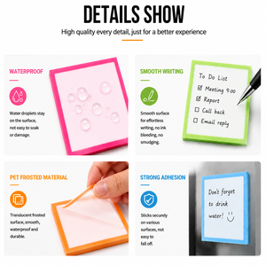 Custom PET Frosted Sticky Notes, Transparent & Writable Square Sticky Notes, Strong Adhesive, Multi-Color Border, CustomizableIP - Product Image 4