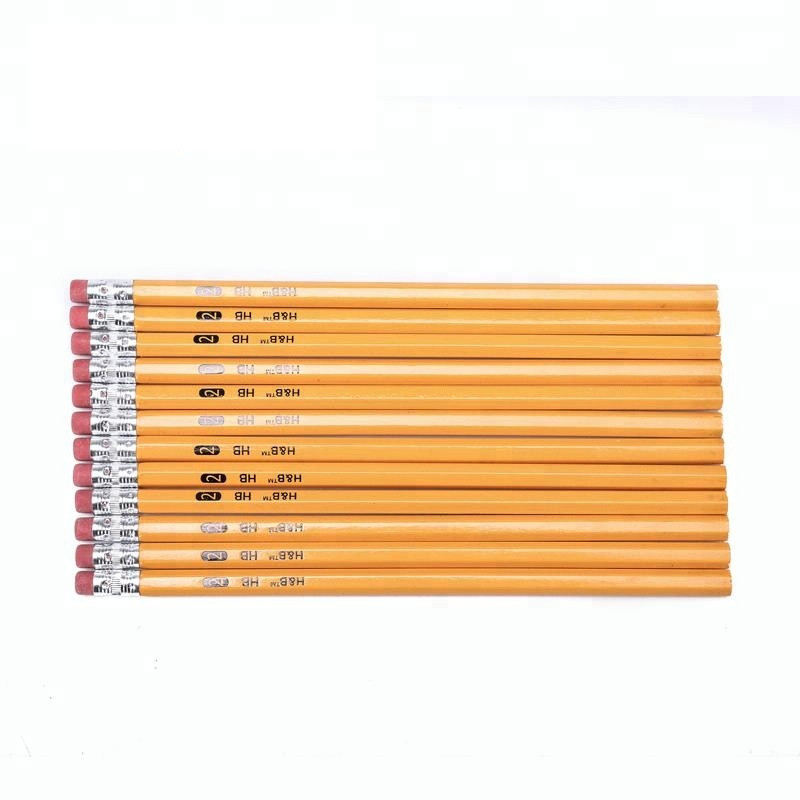 High quality Yellow pencil .Custom HB Pencil Red Board Wood Yellow Body Children Pencil With Eraser