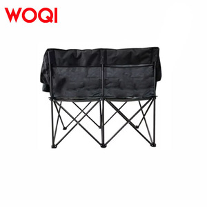 Fauteuil de camping double pliable Woqi, pour extérieur et jardin, portable, avec structure en aluminium et tissu Oxford noir - Product Image 4