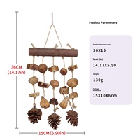 Jouet pour oiseaux en bois naturel, corde à mâcher, cône de pin, cloche à vent suspendue, écologique, anneaux pour pigeons, intérieur/extérieur